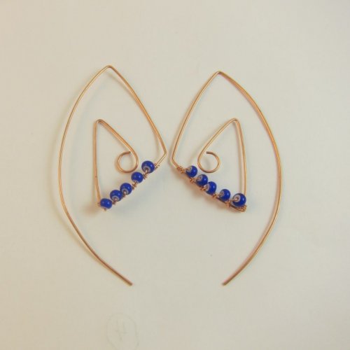 Karen Meador, Ph.D.'s Geometric Earrings - , Contemporary Wire Jewelry, Lashing, Wire Lashing, Findings, Clasps, Components, Loops, Wire Loop, Wrapped Wire Loop, geometric earrings